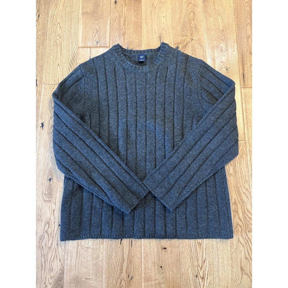 Vtg Gap Men's Lambs Wool Crewneck Sweater Charcoal Sz Large